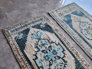 Vintage Turkish Yastik Rugs Set of 2 | 20'' x 38''