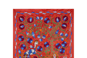 Peacock Silk Suzani Wall Hanging & Bedspread | 3'4'' x 6'1''