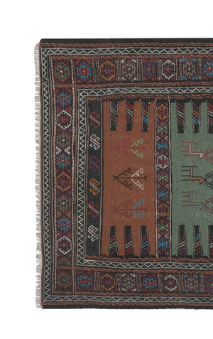 Vintage Turkish Soumac Kilim Rug 3'4'' x 5'4''