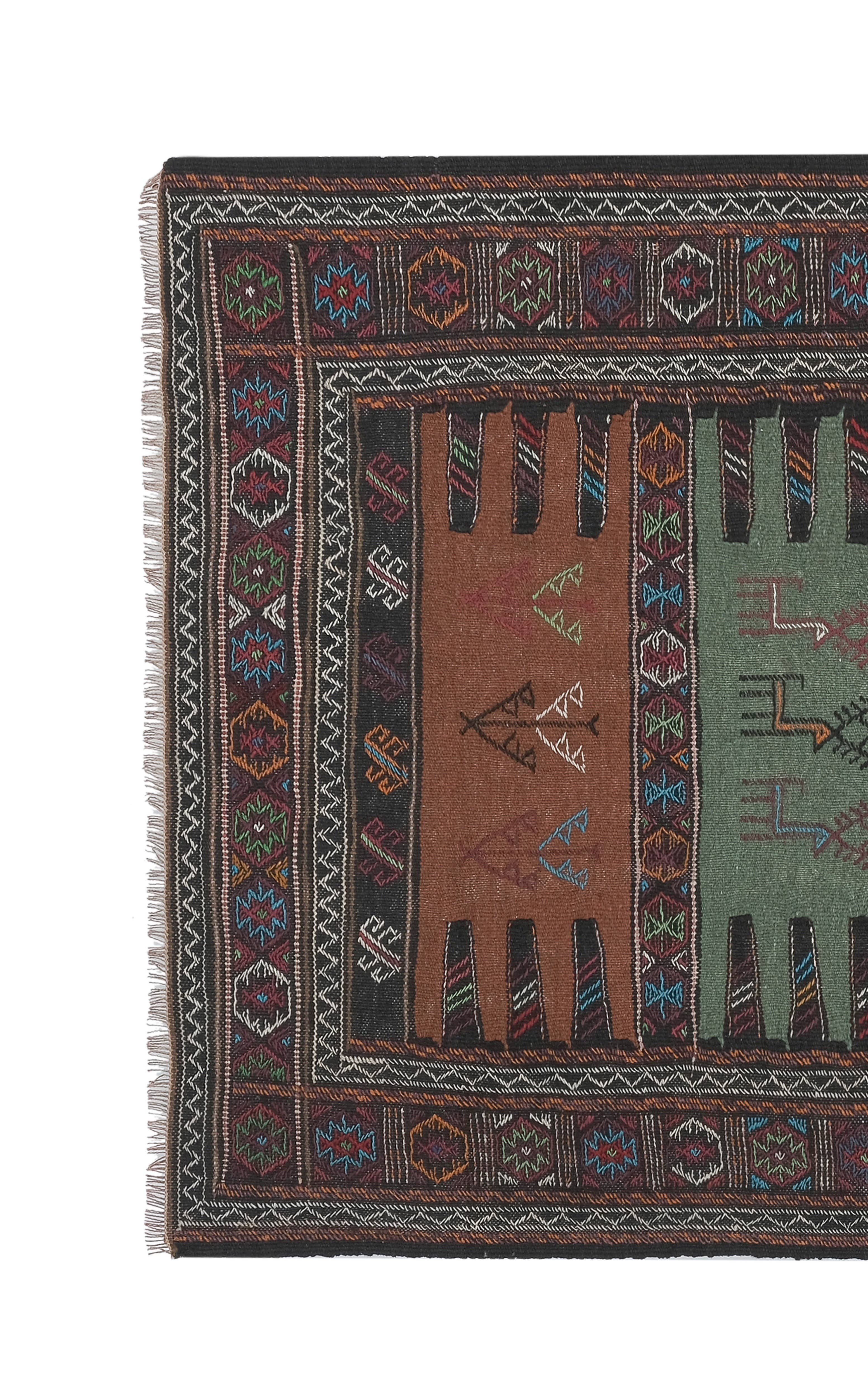 Vintage Turkish Soumac Kilim Rug 3'4'' x 5'4''