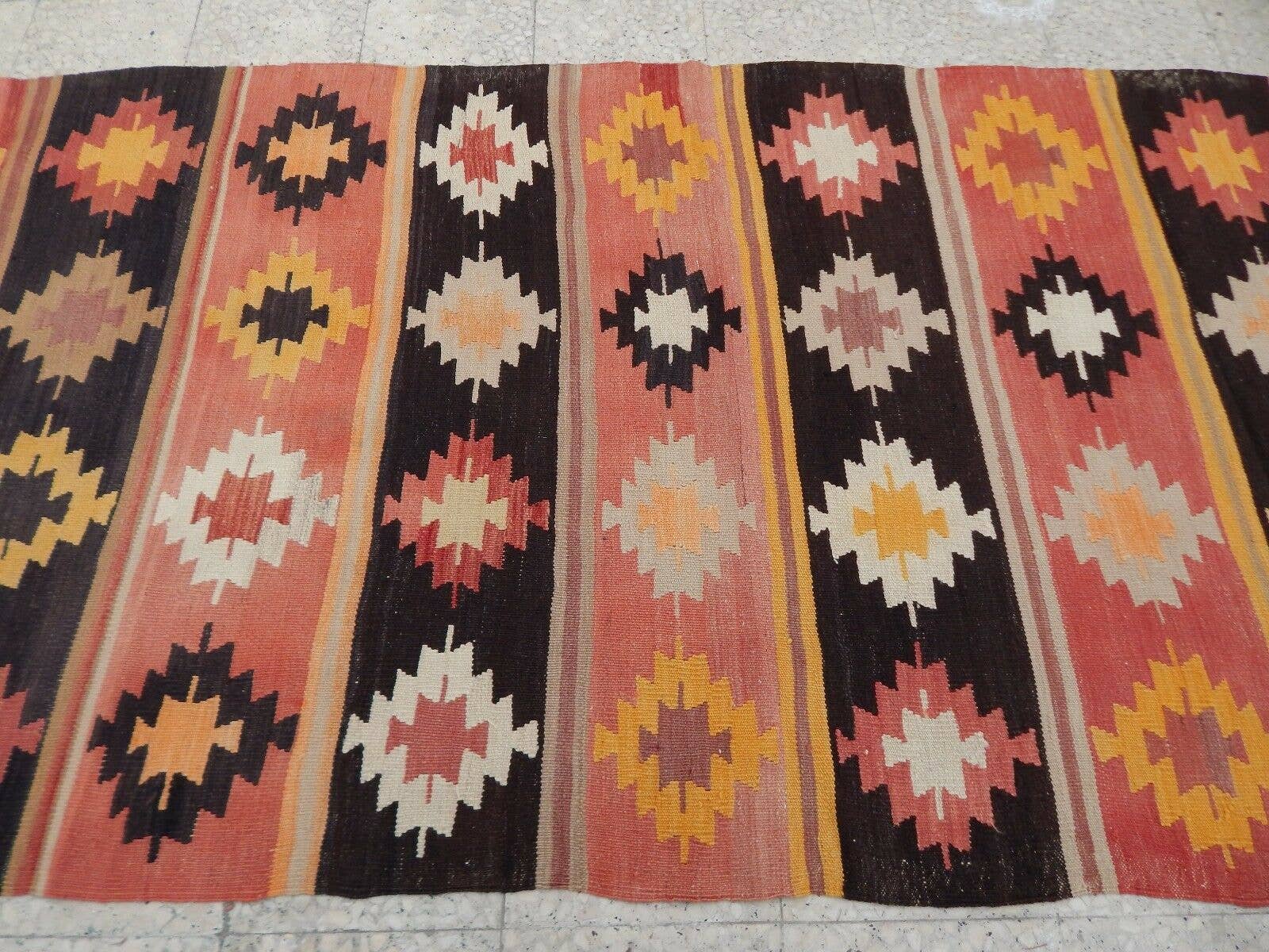 Vintage Turkish Kilim Runner 4'2'' x 9'4''