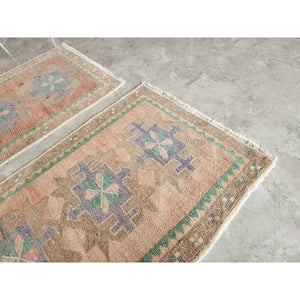 Vintage Turkish Yastik Rug Set of 2 | 1'8'' x 2'7'' & 1'8'' x 2'9''