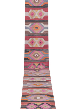 Vintage Turkish Kilim Runner 2'7'' x 21'1''