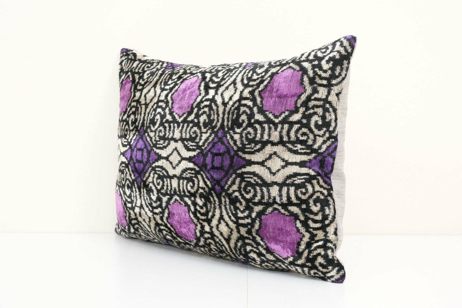 Silk Ikat Velvet Pillow Cover | 16'' x 22''