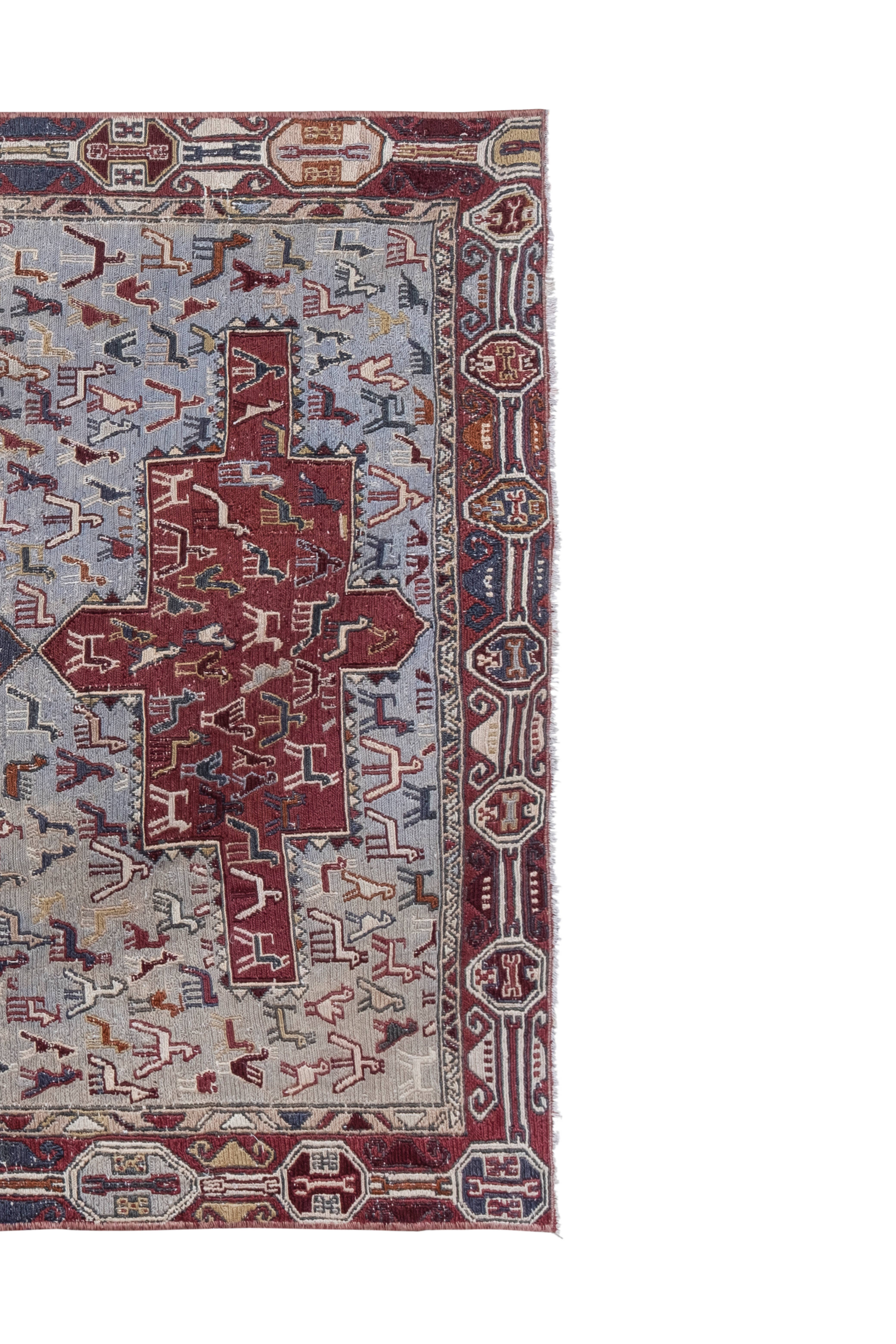 Hand-Embroidered Vintage Textile 42'' x 57''