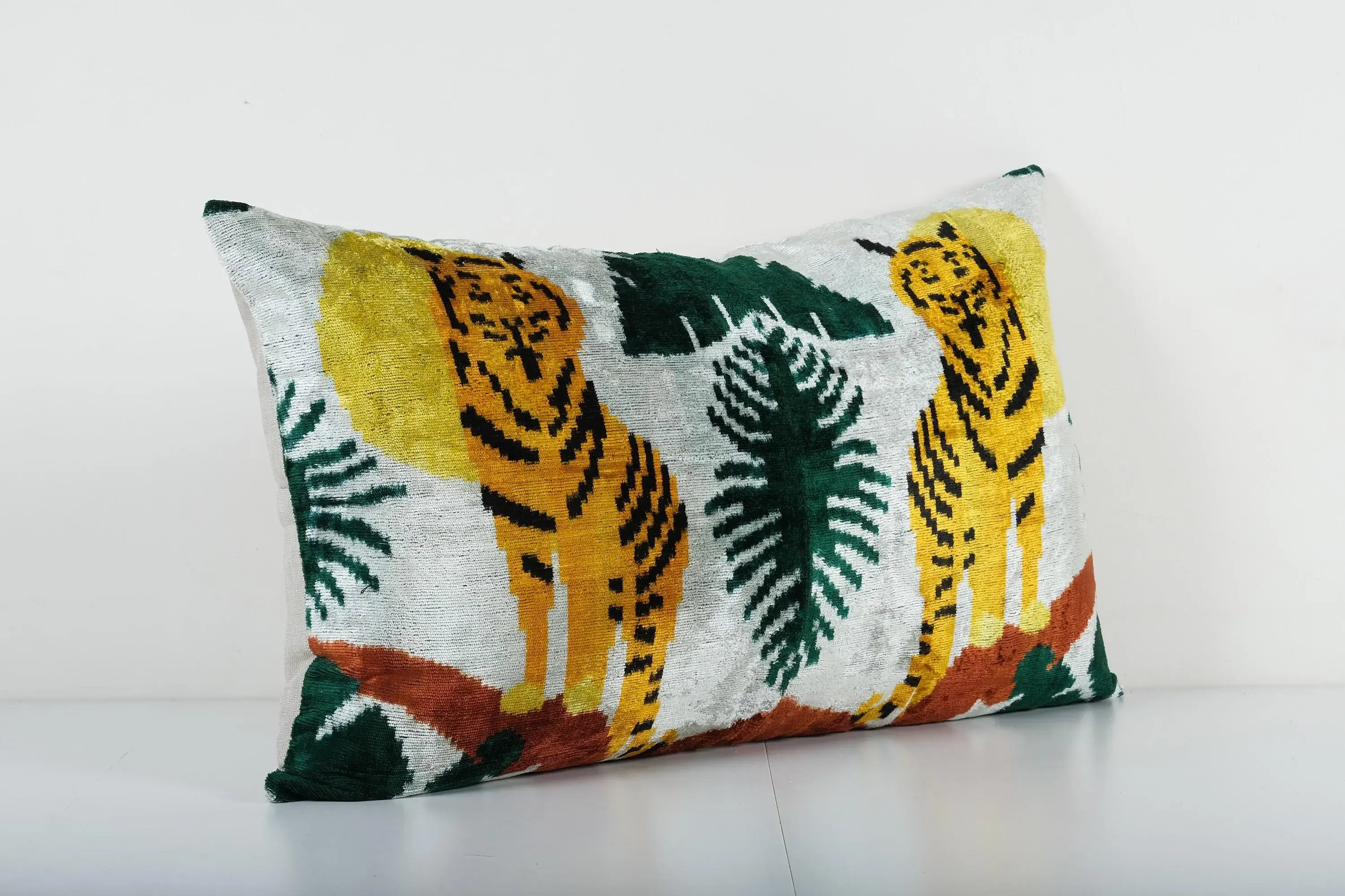 Tiger Silk Ikat Velvet Pillow Cover | 18'' x 30''