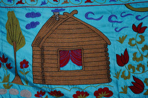 Hand-Embroidered Suzani Wall Hanging & Bedspread 3'5'' x 6'3''