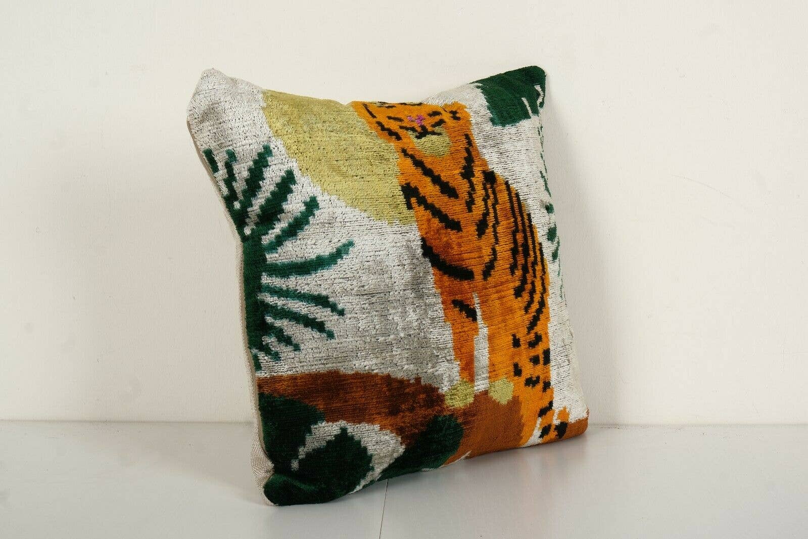 Tiger Silk Ikat Velvet Pillow Cover | 16'' x 16''