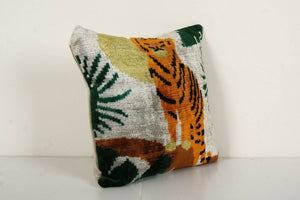 Tiger Silk Ikat Velvet Pillow Cover | 16'' x 16''