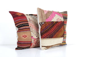 Kilim Patchwork Pillow Cover Set of 2 | 19'' x 19''