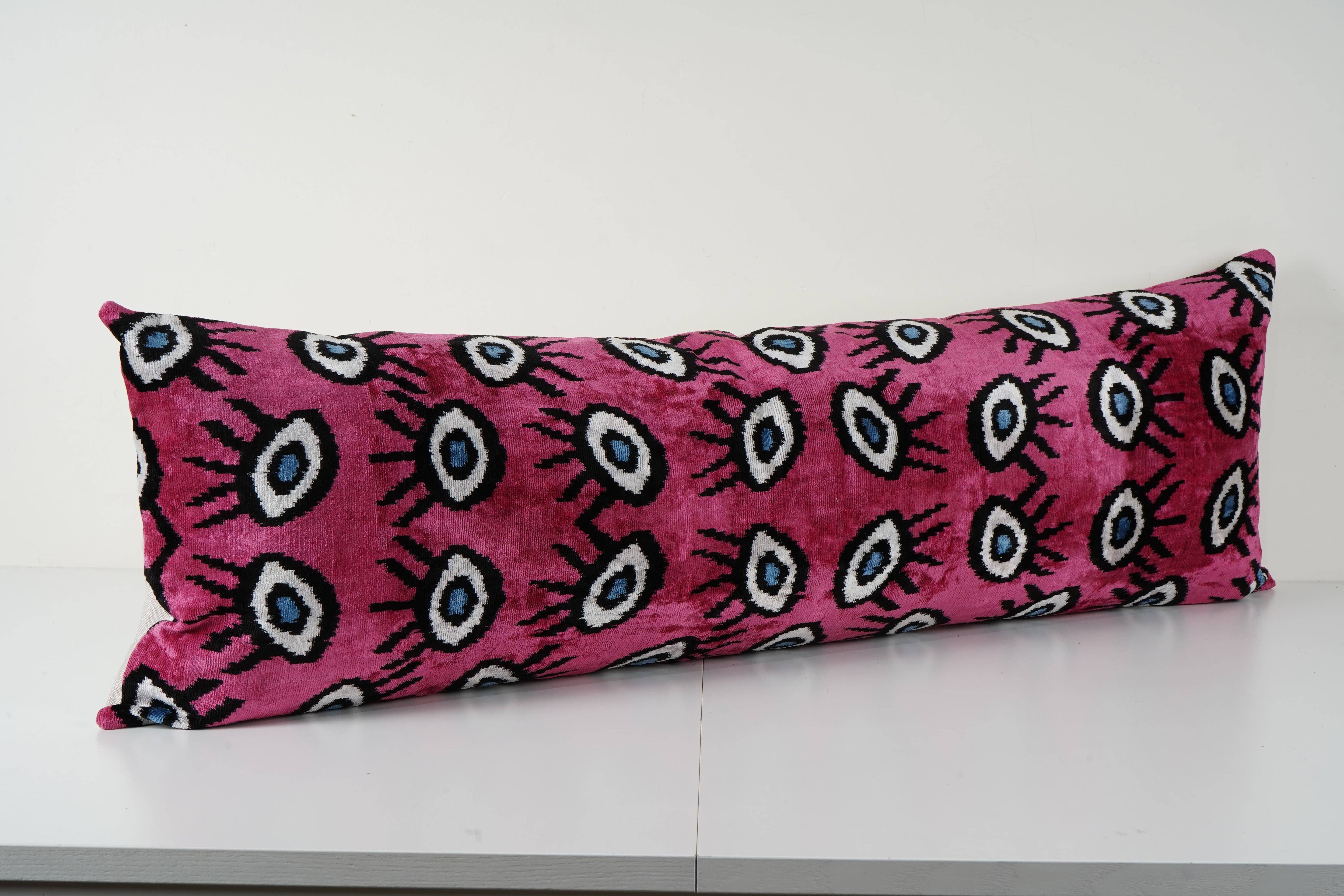 Silk Ikat Velvet Pillow Cover Set of 2 | 16'' x 48''