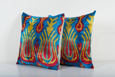 Silk Ikat Velvet Pillow Cover | 20'' x 20''