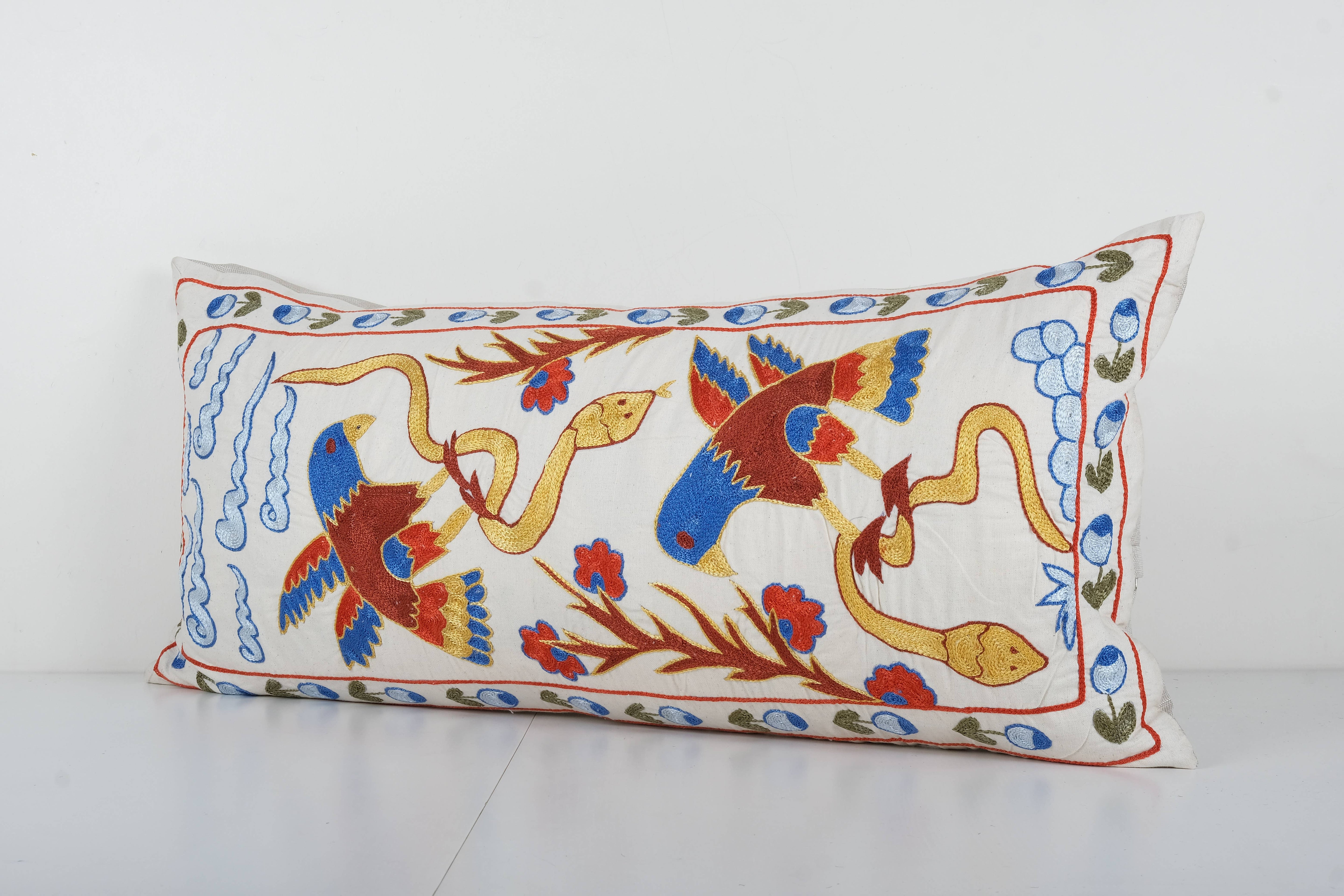 Snake Suzani Bedding Pillow Cover | 18'' x 36''
