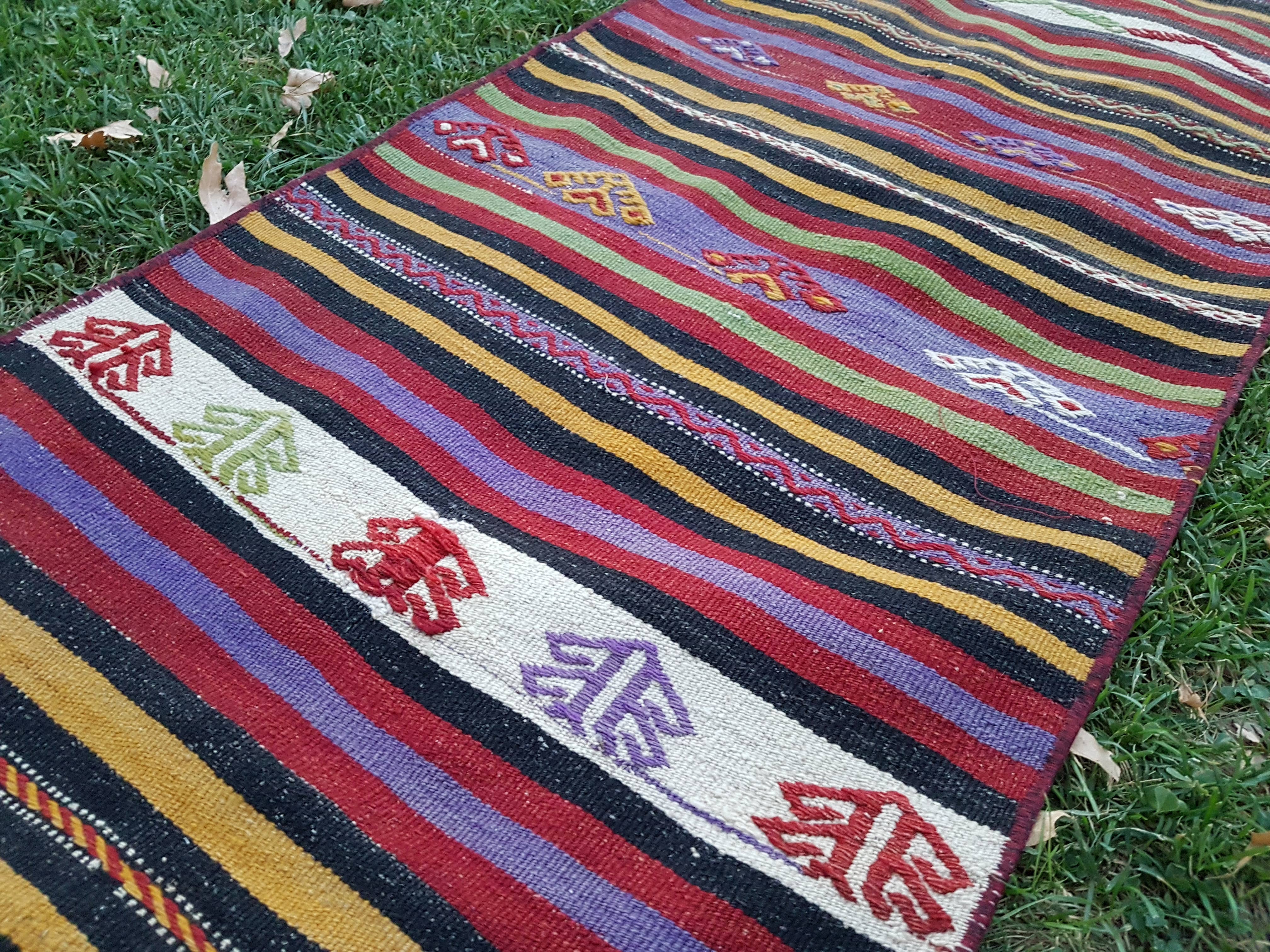 Vintage Turkish Kilim Runner 2'1'' x 20'11''