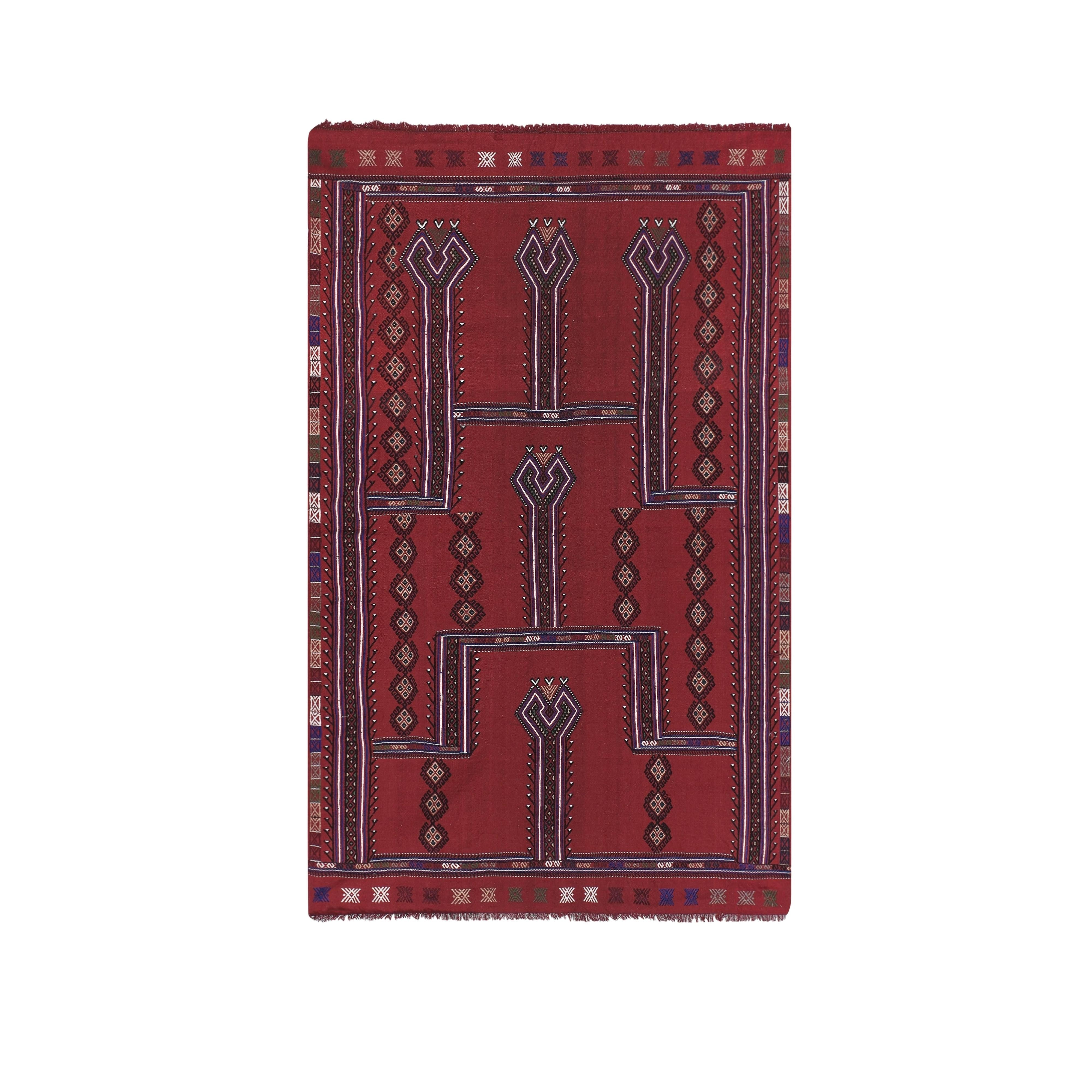 Vintage Turkish Karapinar Kilim Rug 4'7'' x 7'9''