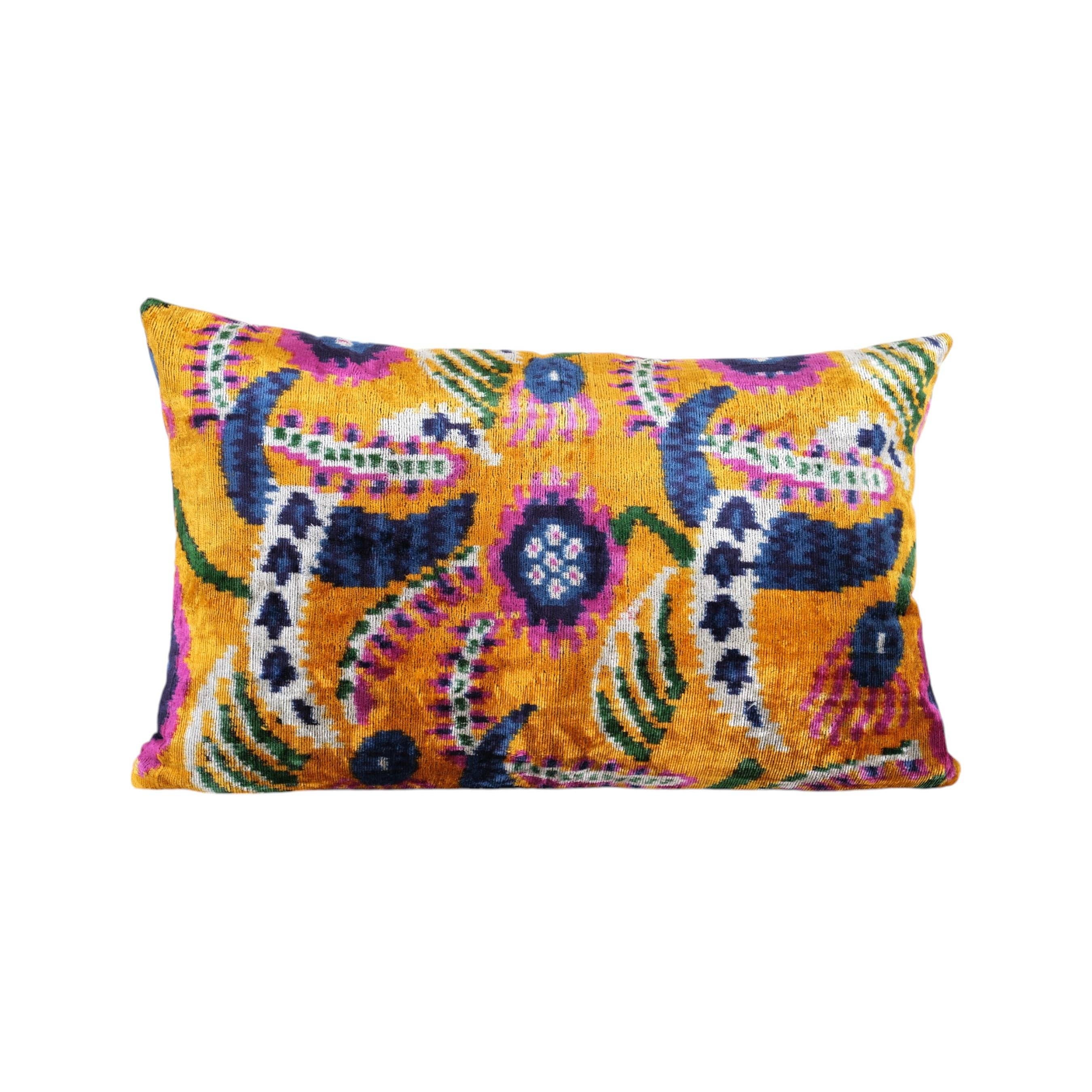 Silk Ikat Velvet Pillow Cover | 16'' x 24''