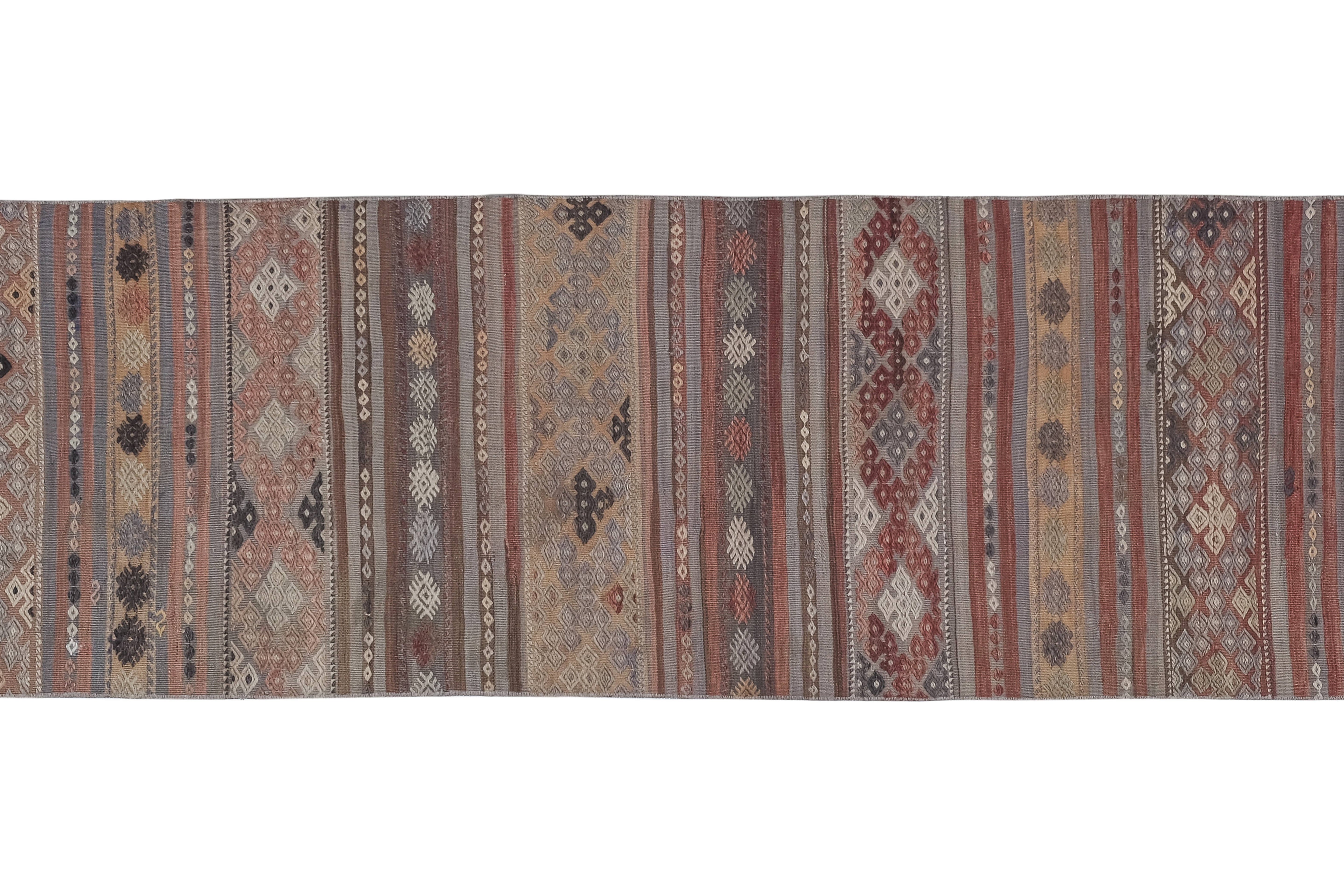 Vintage Turkish Kilim Runner 2'6'' x 10'8''