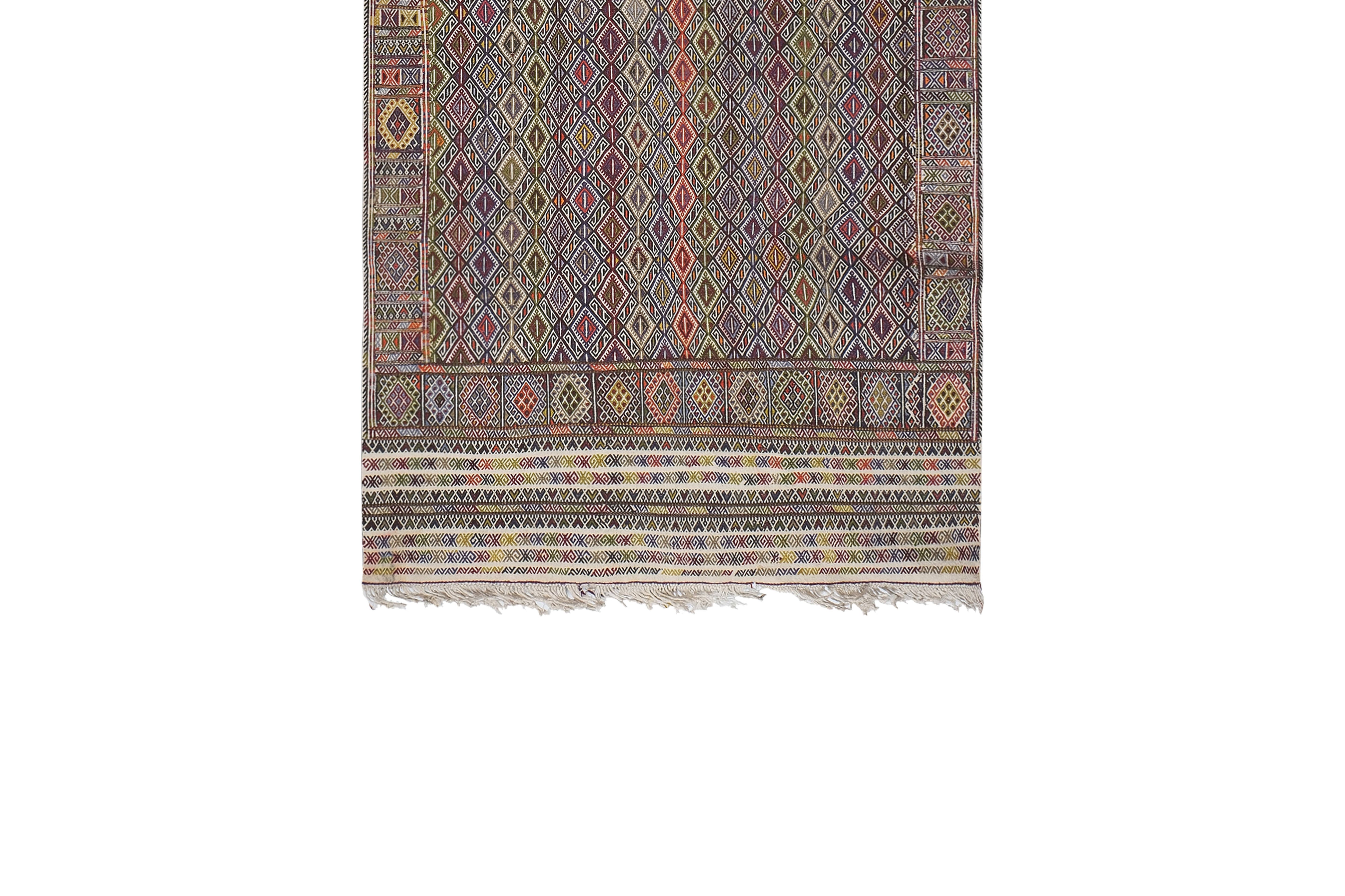 Vintage Turkish Kilim Rug 5'1'' x 11'9''