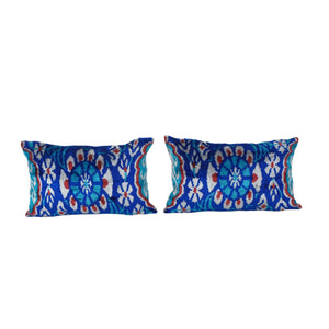 Silk Ikat Velvet Pillow Cover Set of 2 | 16'' x 48''