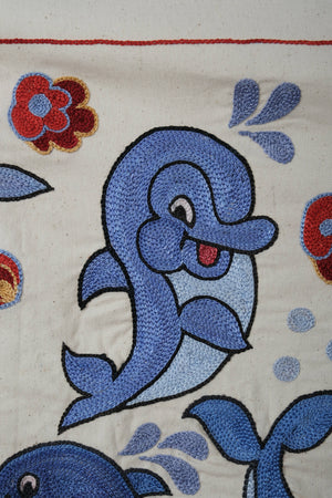 Fish Suzani Wall Hanging & Tablecloth | 18'' x 55''
