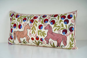 Horse Suzani Bedding Pillow Cover | 18'' x 34''