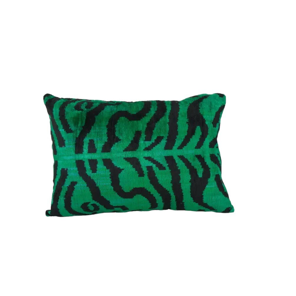 Tiger Silk Ikat Velvet Pillow Cover | 16'' x 22''
