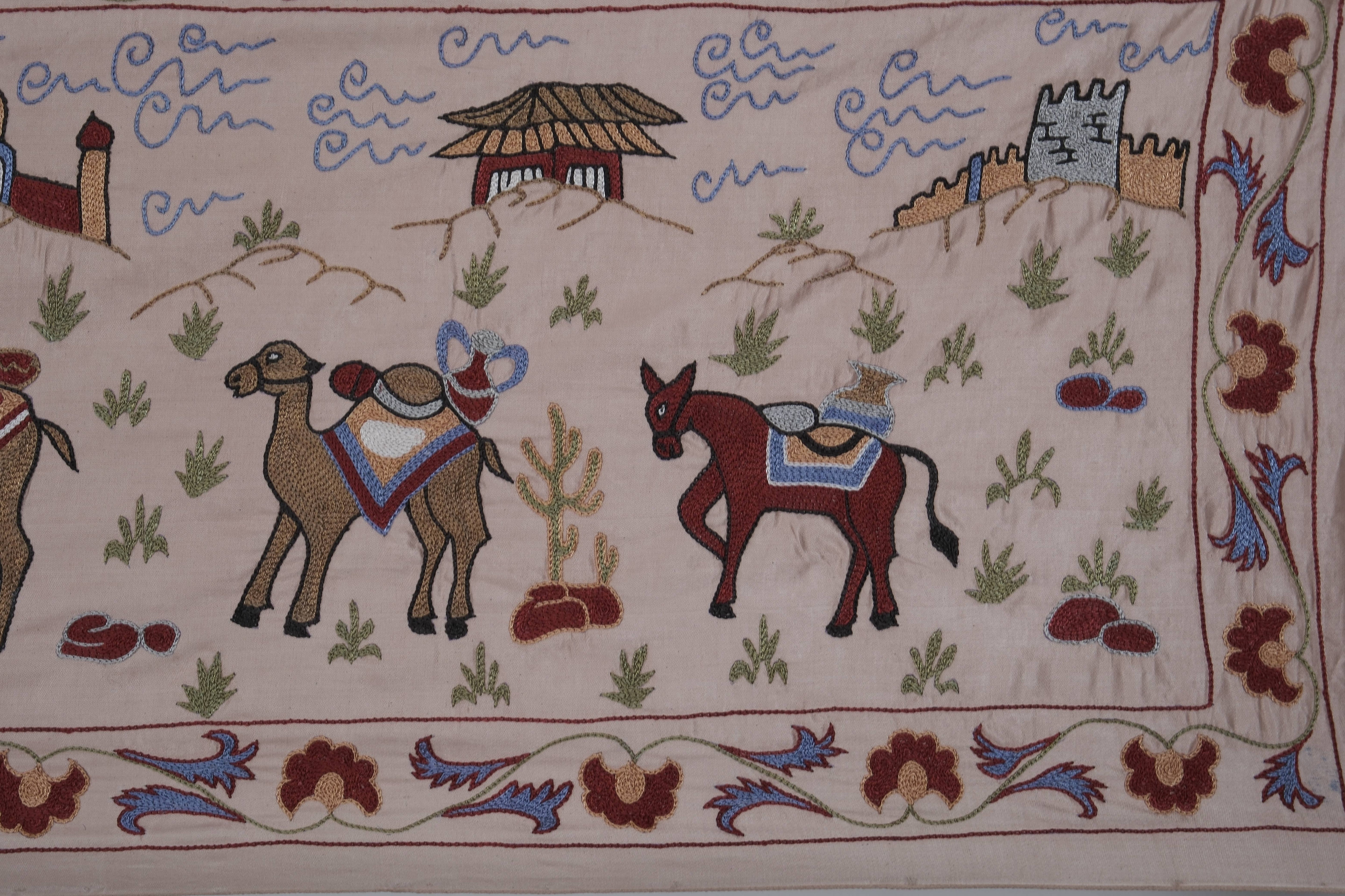 Hand-Embroidered Suzani Table Runner 1'9'' x 6'3''