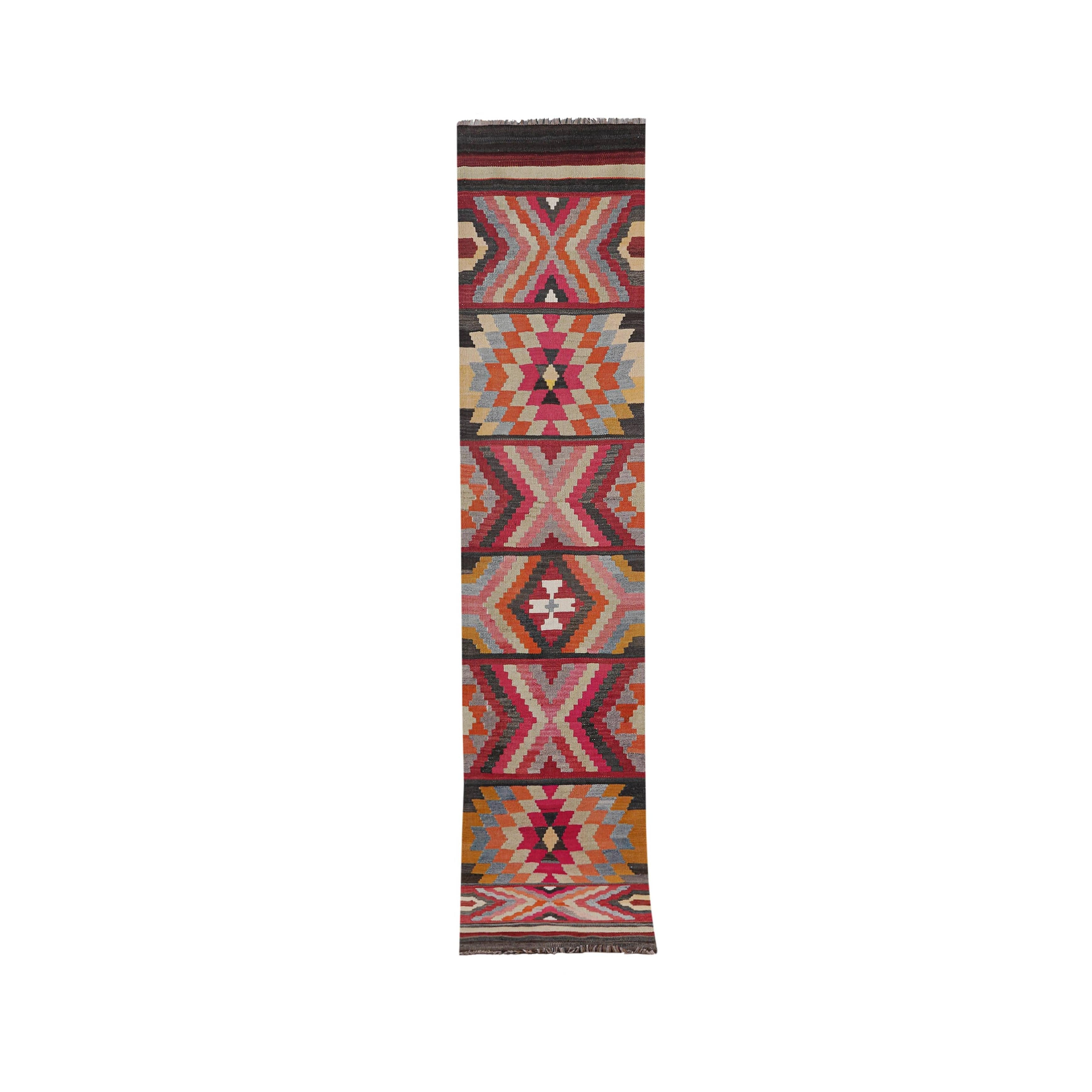 Vintage Turkish Kilim Runner 2'6'' x 12'4''