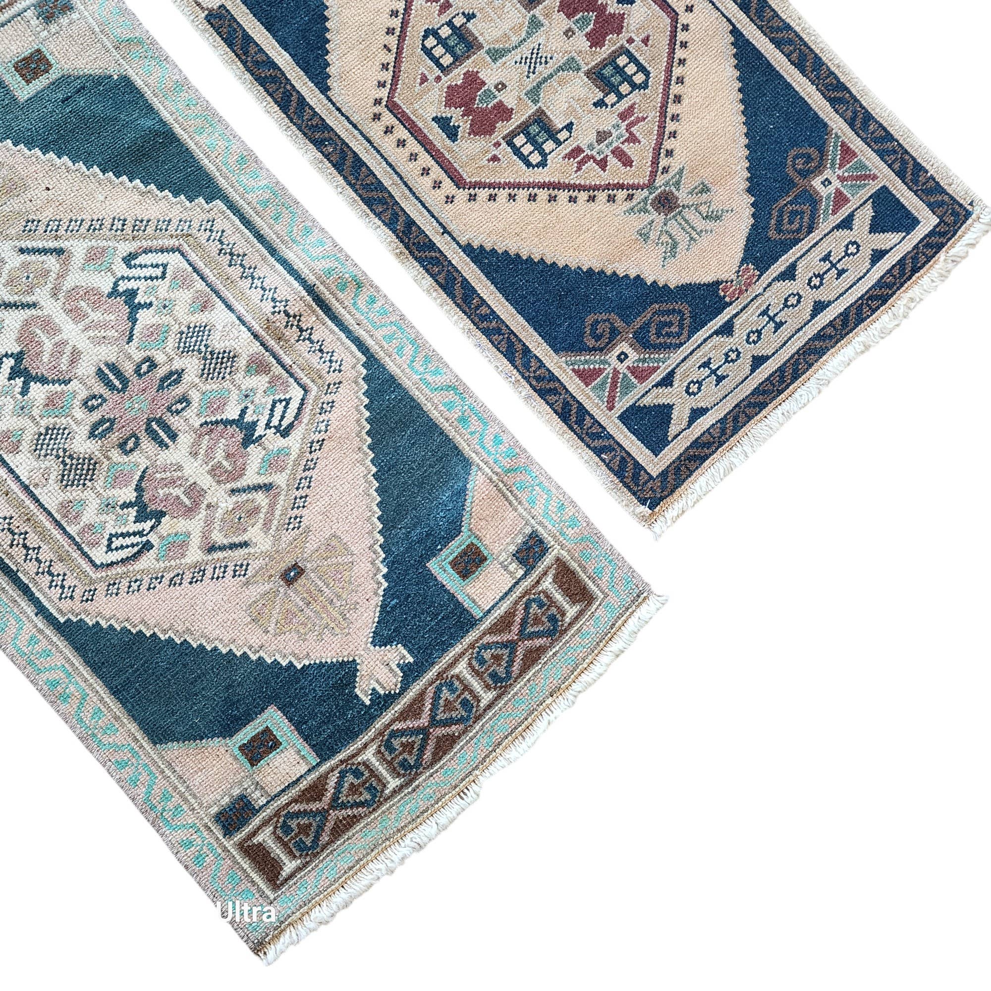 Vintage Turkish Yastik Rugs Set of 2 | 21'' x 37''