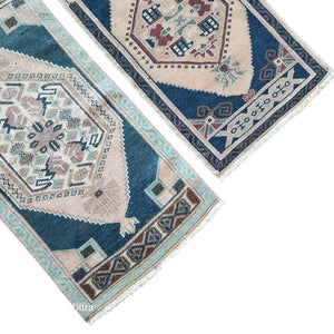 Vintage Turkish Yastik Rugs Set of 2 | 21'' x 37''