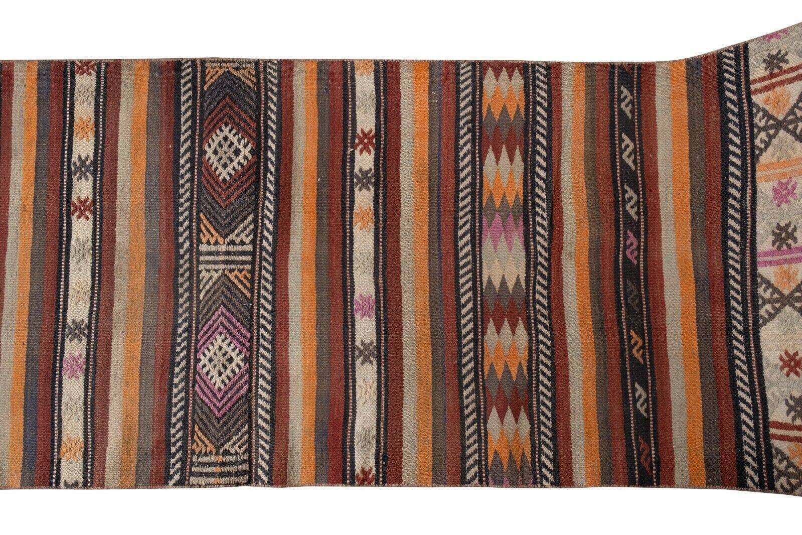 Vintage Turkish Kilim Runner 2'7'' x 16'10''