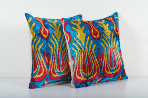 Silk Ikat Velvet Pillow Cover | 20'' x 20''