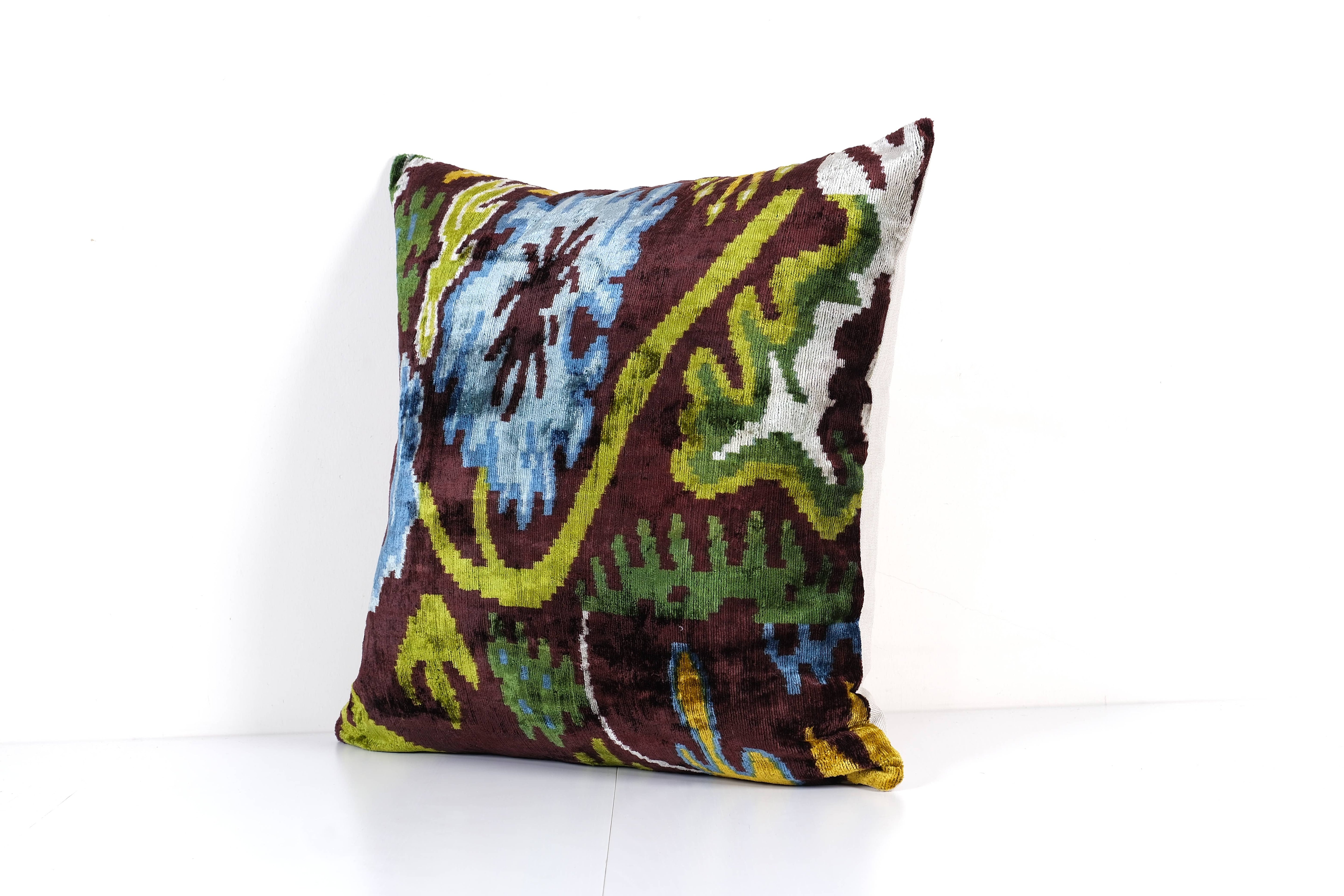 Silk Ikat Velvet Pillow Cover | 24'' x 24''