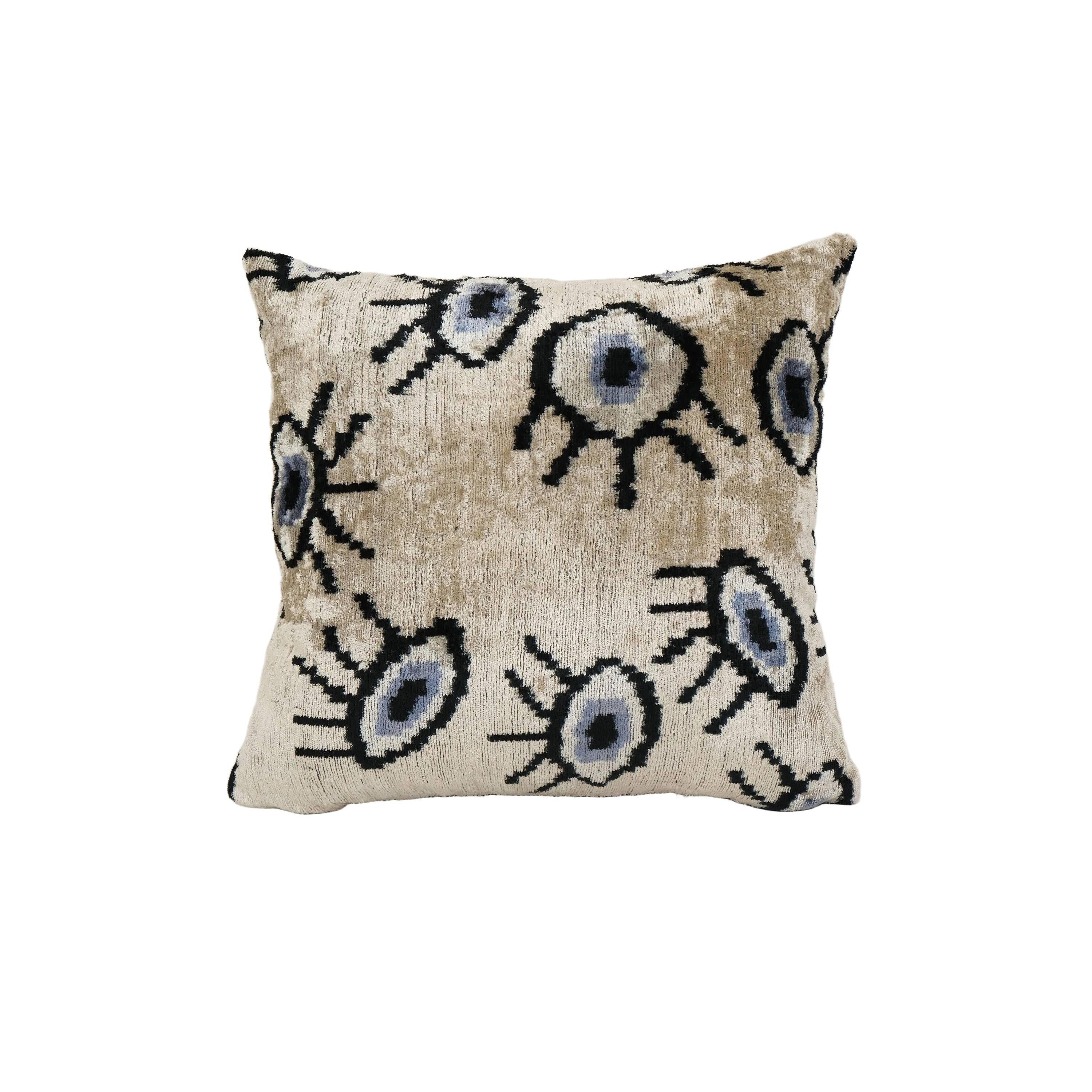 Silk Ikat Velvet Pillow Cover | 16'' x 16''