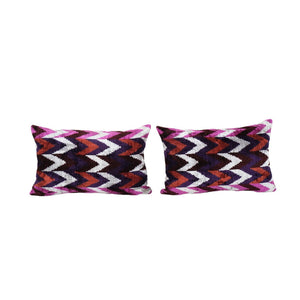 Silk Ikat Velvet Pillow Cover Set of 2 | 16'' x 24''
