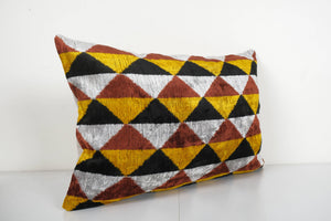 Silk Ikat Velvet Pillow Cover | 16'' x 24''