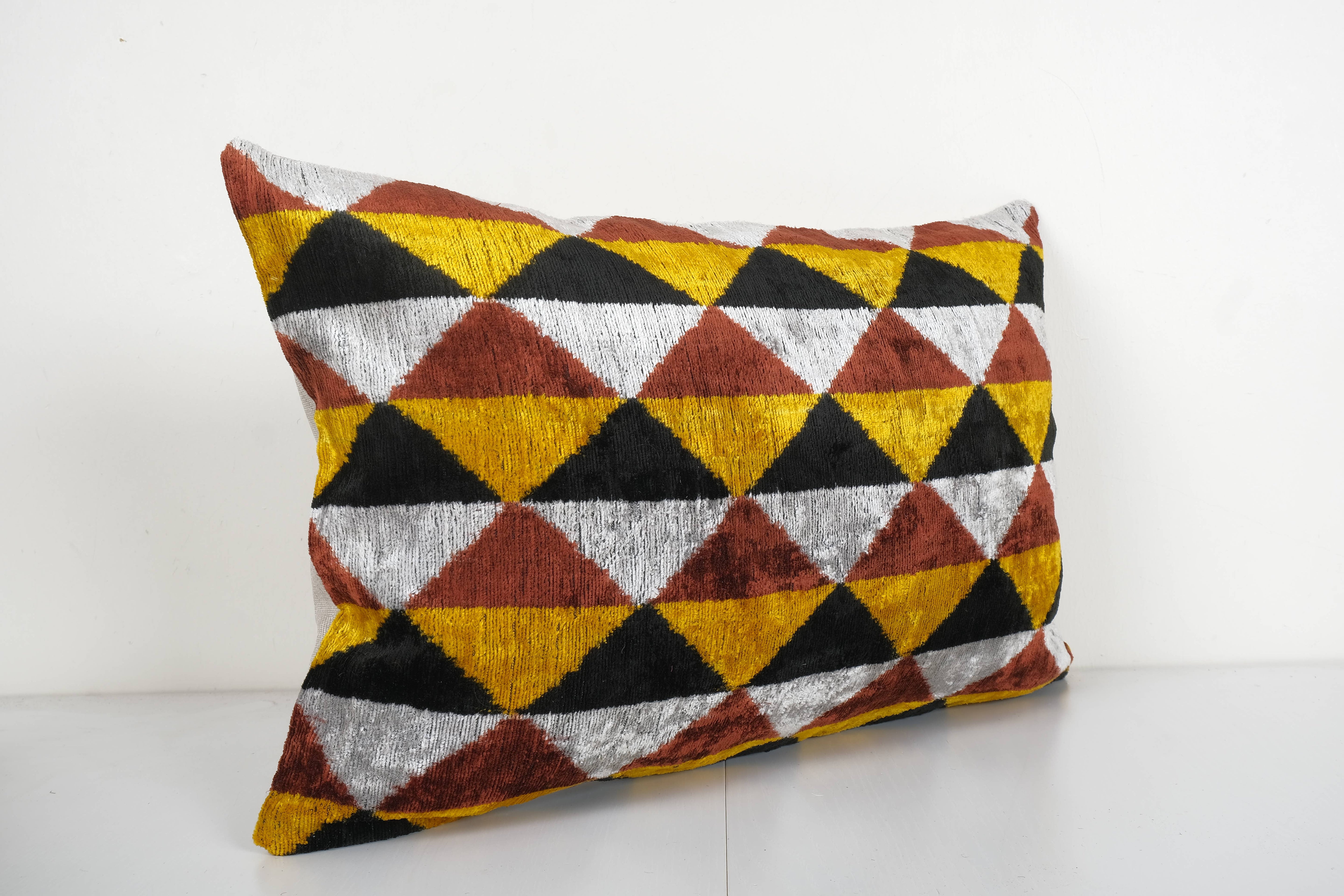 Silk Ikat Velvet Pillow Cover | 16'' x 24''