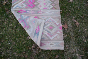 Vintage Turkish Kilim Runner 2'4'' x 12'6''
