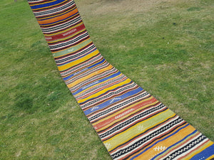 Vintage Turkish Kilim Runner 2'5'' x 21'4''