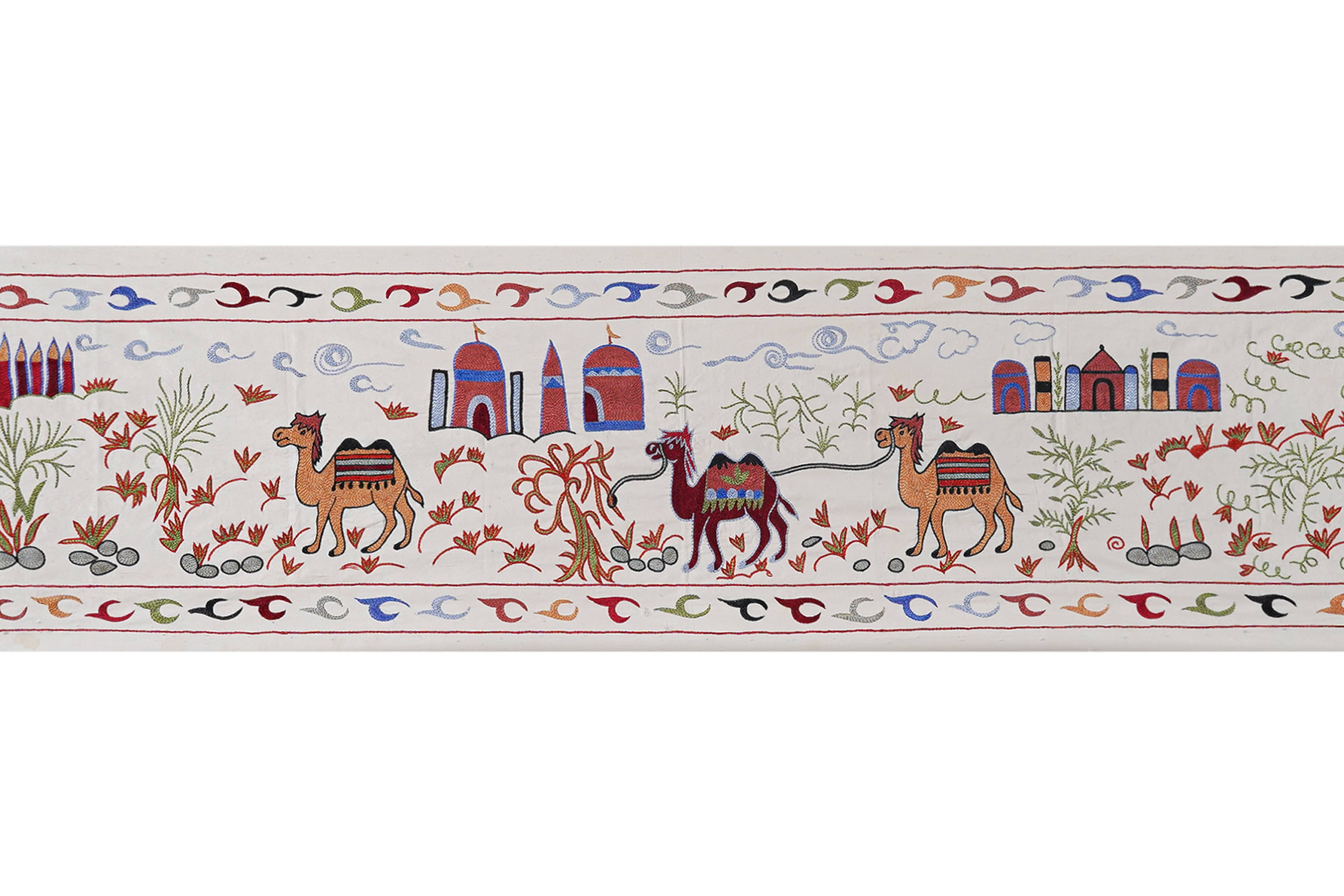 Hand-Embroidered Vintage Textile | 3'5'' x 6'4'' Camel