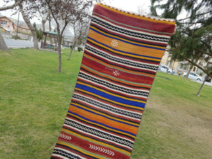 Vintage Turkish Kilim Runner 2'5'' x 21'4''