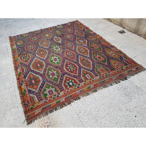 Vintage Turkish Kilim Rug 6'1'' x 7'5''