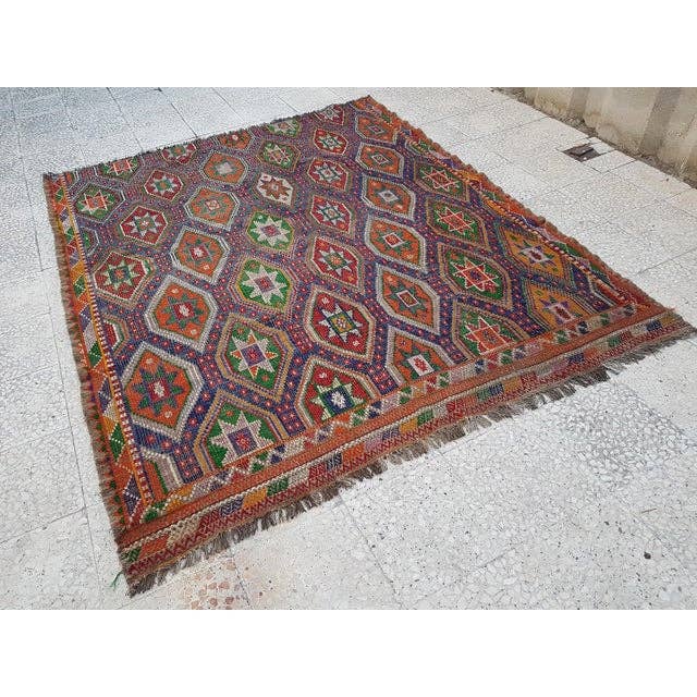 Vintage Turkish Kilim Rug 6'1'' x 7'5''