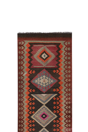 Vintage Turkish Kilim Runner 3'1'' x 12'6''