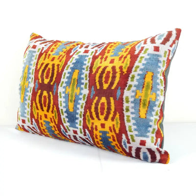 Silk Ikat Velvet Pillow Cover | 16'' x 24''