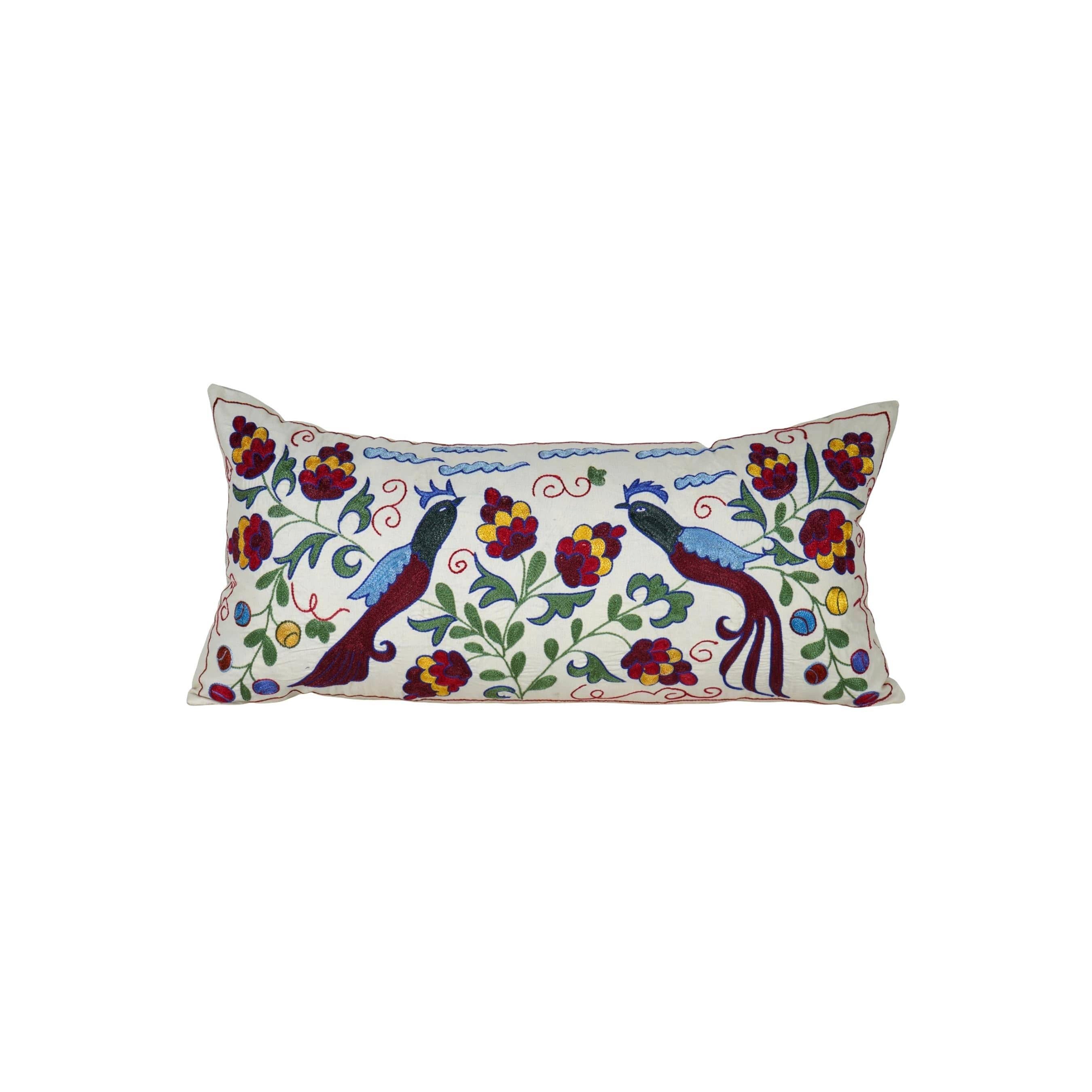 Peacock Suzani Bedding Pillow Cover | 16'' x 34''