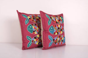 Silk Suzani Pillow Cover Set of 2 | 17'' x 17''
