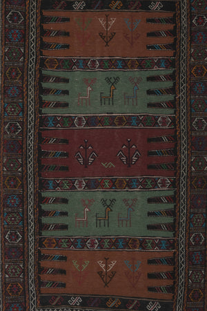 Vintage Turkish Soumac Kilim Rug 3'4'' x 5'4''