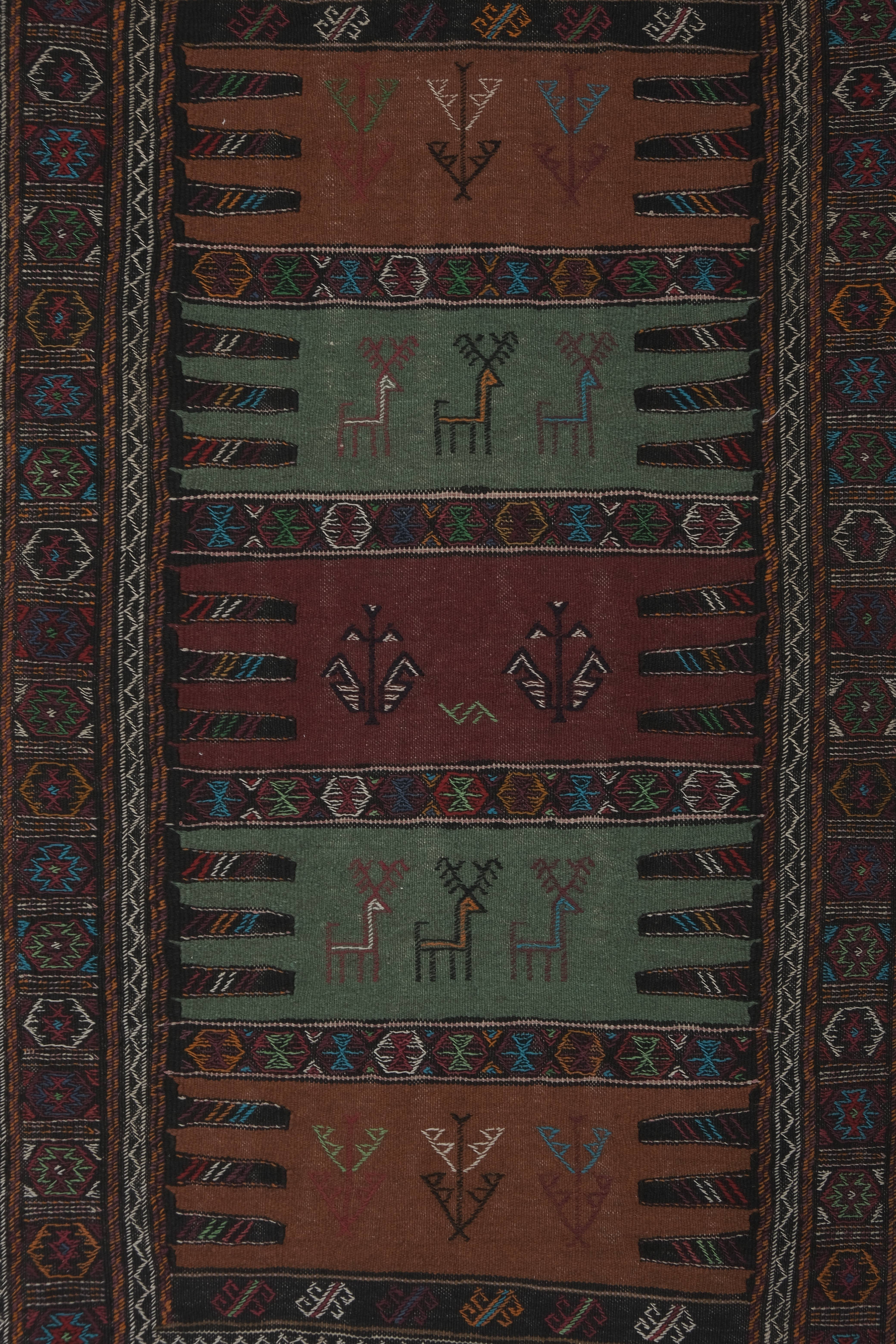 Vintage Turkish Soumac Kilim Rug 3'4'' x 5'4''