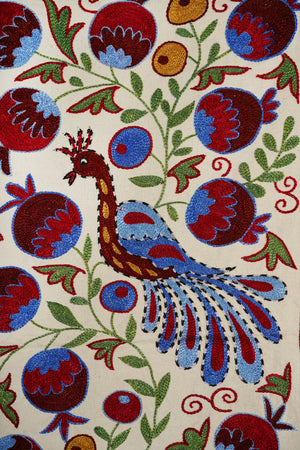 Peacock Suzani Wall Hanging & Tablecloth | 20'' x 36''